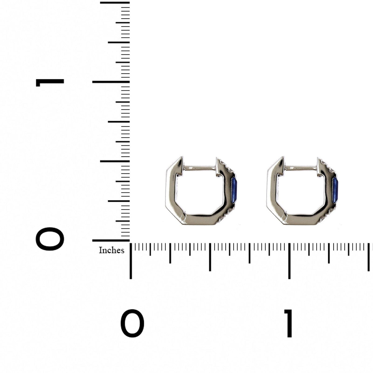 18K White Gold Sapphire and Diamond Huggie Earrings