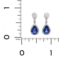 18K White Gold Sapphire and Diamond Drop Earrings