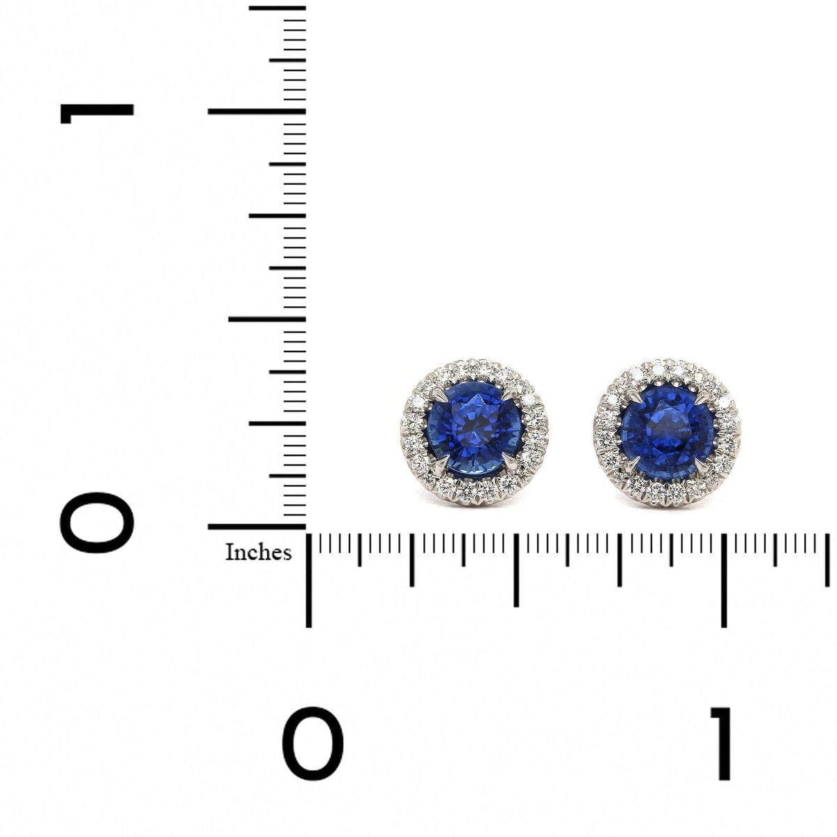 Platinum Sapphire Diamond Halo Stud Earrings