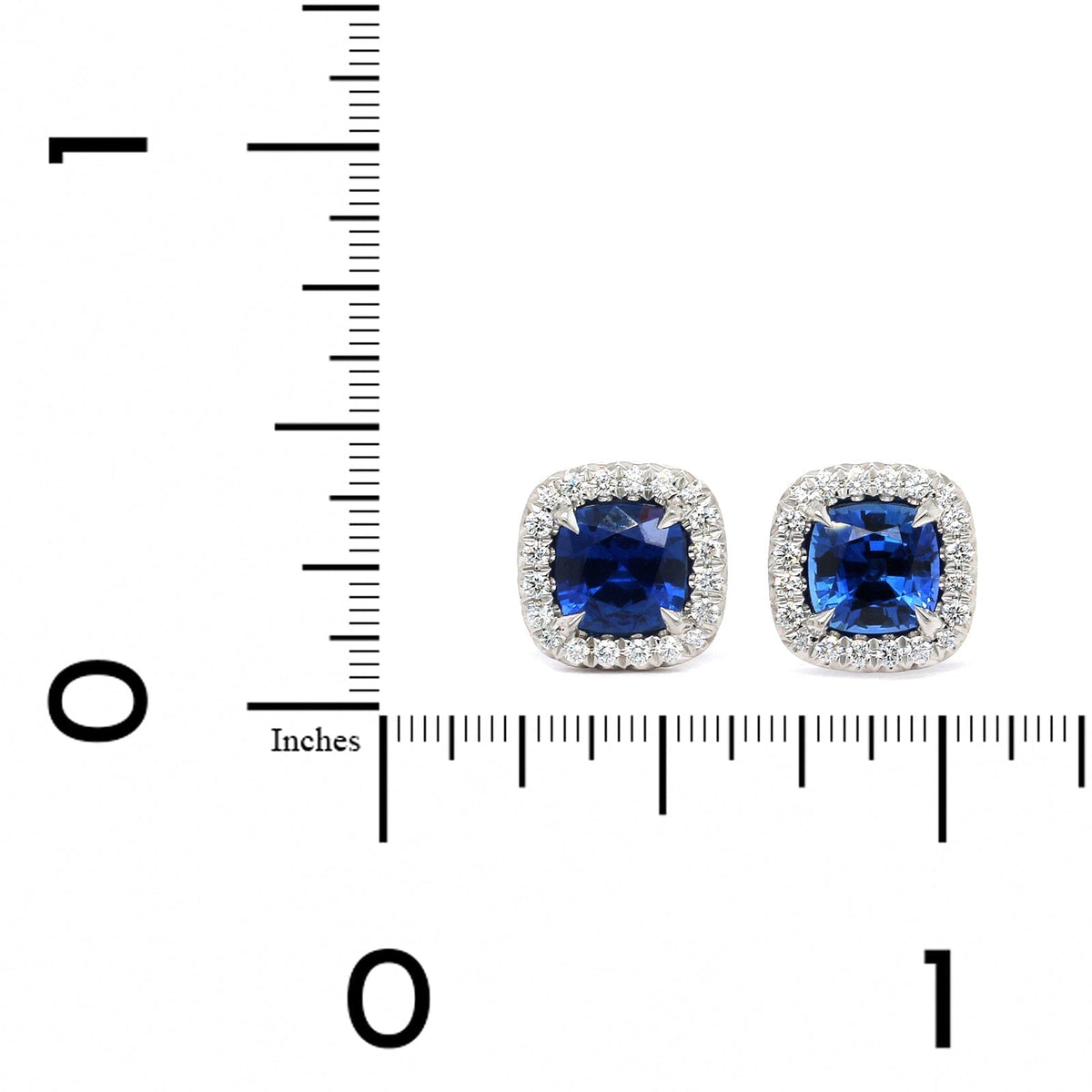 Platinum Sapphire Diamond Halo Stud Earrings