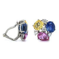 Oscar Heyman Platinum Multi Color Sapphire Earrings