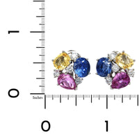 Oscar Heyman Platinum Multi Color Sapphire Earrings