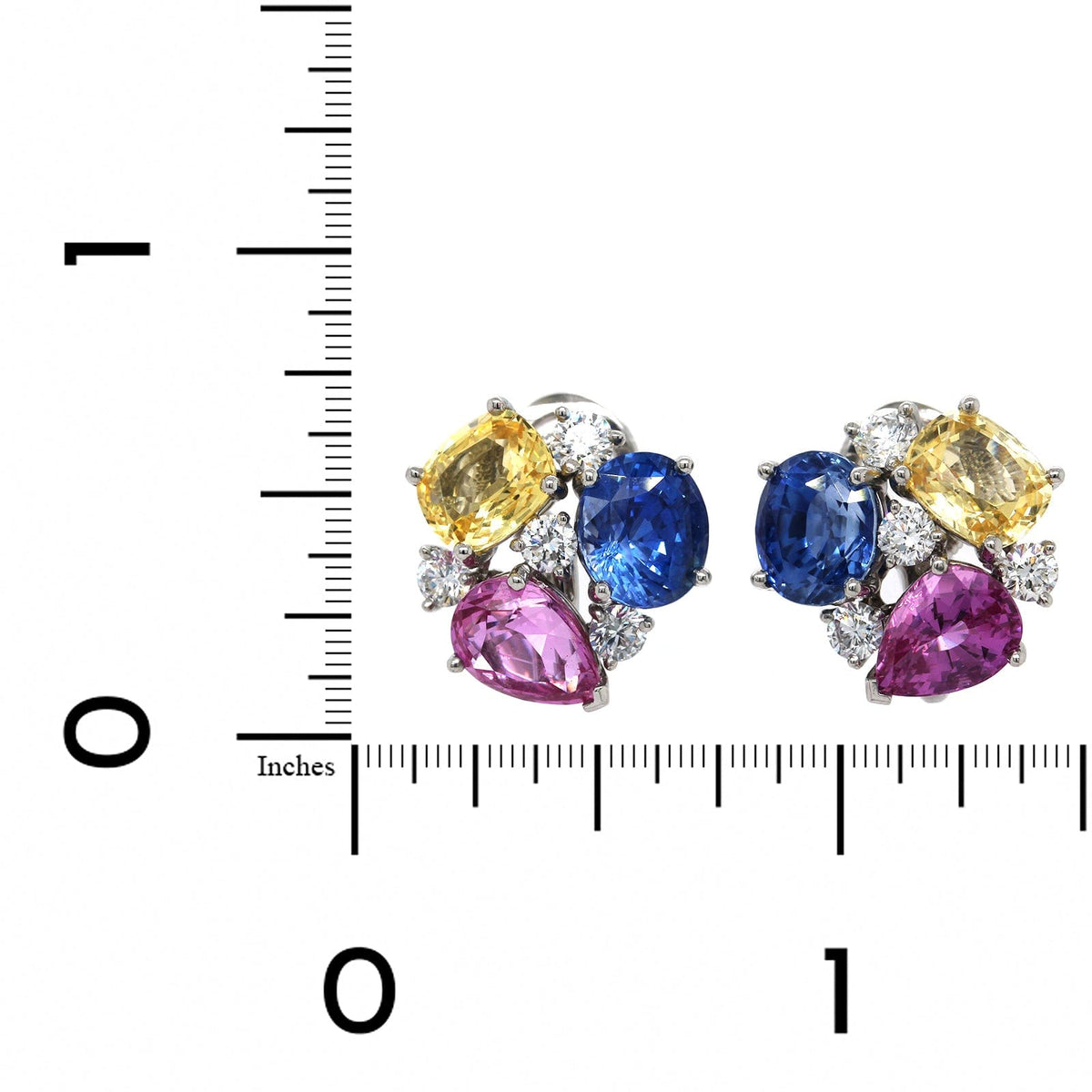 Platinum Multi Color Sapphire Earrings