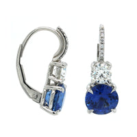 Platinum Sapphire Diamond Drop Earrings, Platinum, Long's Jewelers