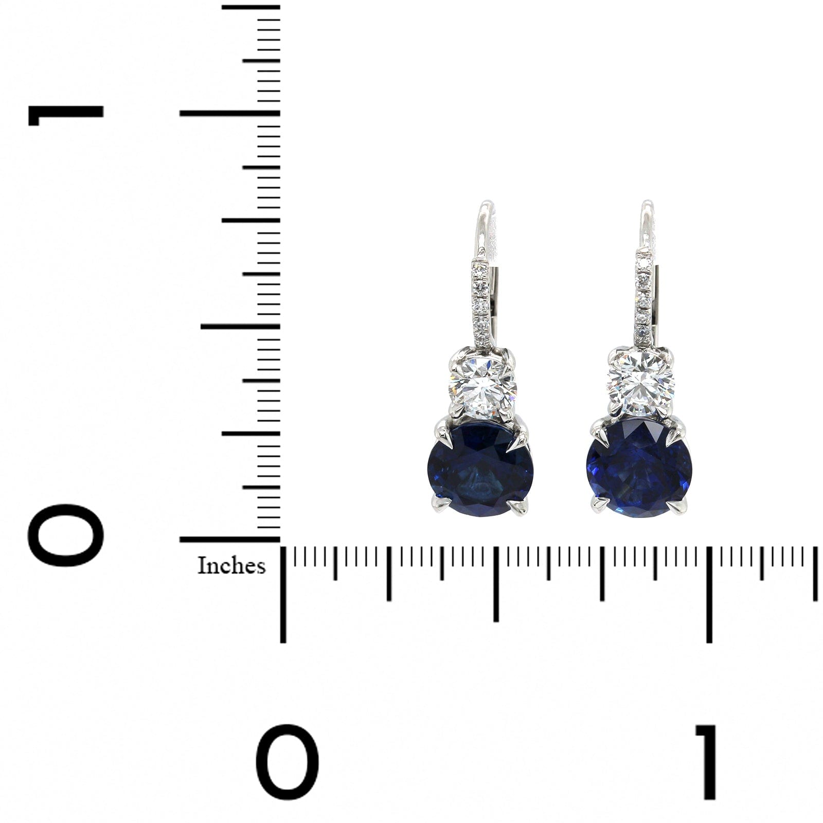 18K White Gold Sapphire and Diamond Drop Earrings, 18k white gold Long's Jewelry
