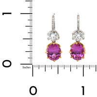 18K Two-Tone Pink Sapphire and Diamond Drop Earrings, 18k white and yellow gold Long's Jewelry