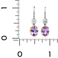 Platinum and 18K Rose Gold Lavender Sapphire Diamond Drop Earrings