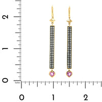Sorellina 18K Yellow Gold Pave Diamond Sapphire Stick Earrings