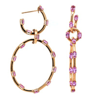Etho Maria 18K Rose Gold Oval Pink Sapphire Station Hoop Earrings
