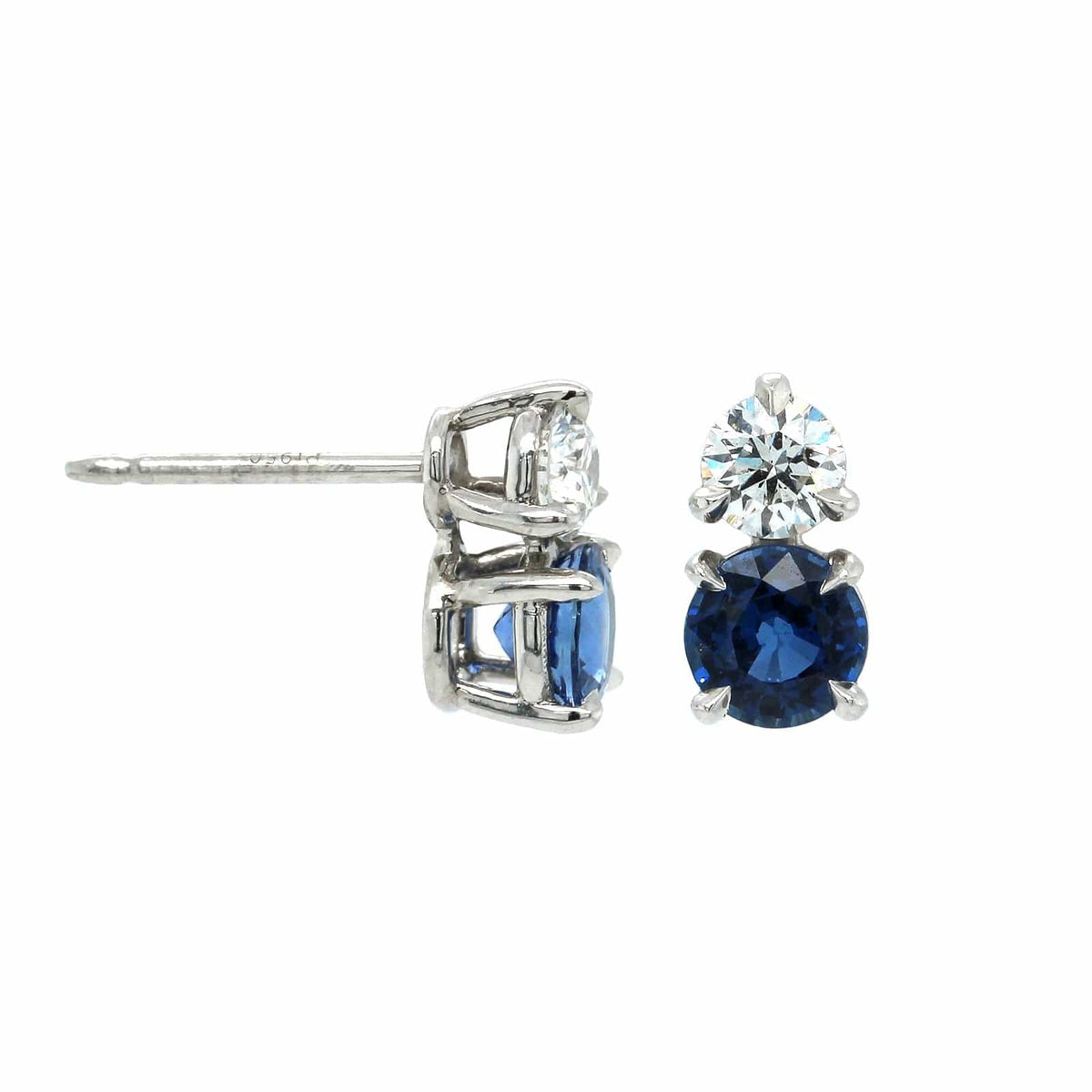 Platinum Sapphire and Diamond Stud Earrings, Long's Jewelers