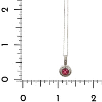 14K White Gold Pink Sapphire and Diamond Halo Pendant