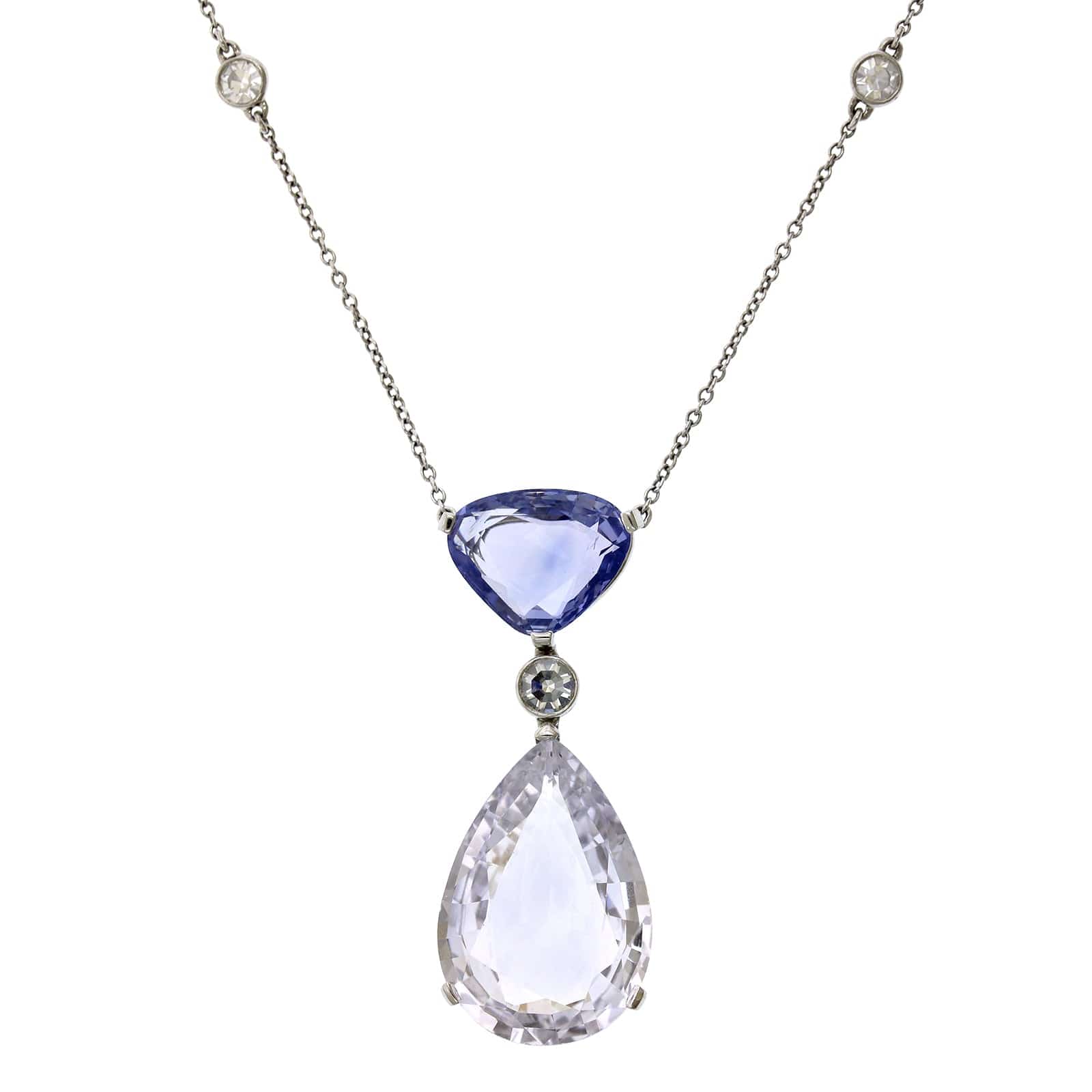Platinum White and Purple Sapphire Diamond Pendant