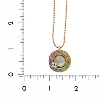 Roberto Coin 18K Rose Gold Multi Sapphire with Diamond and Pearl Medallion Necklace