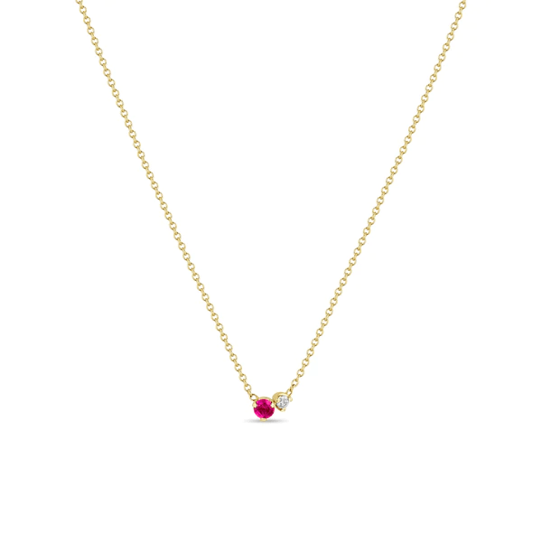 14K Yellow Gold Pink sapphire Diamond Necklace, 14k yellow gold, Long's Jewelers