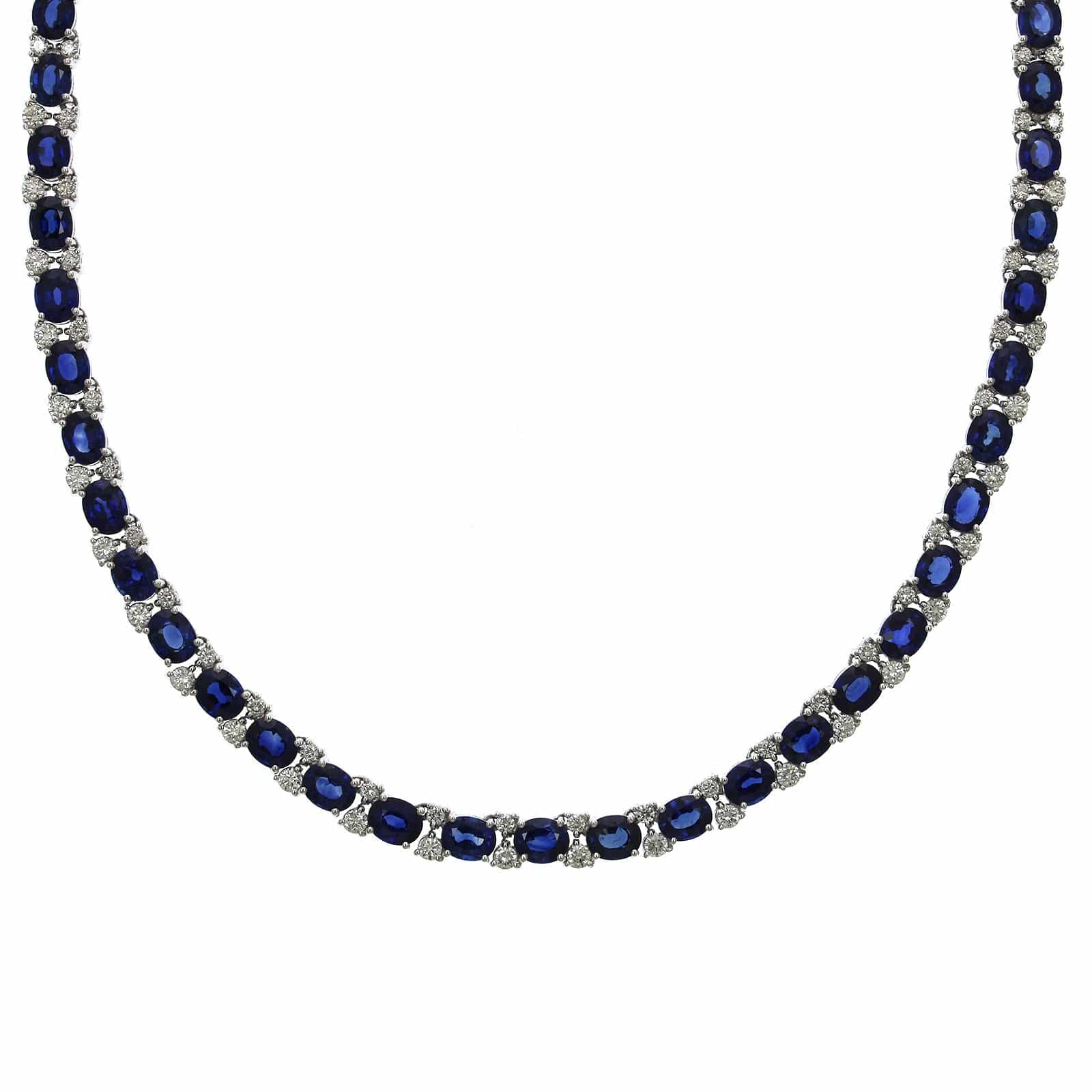 18K white Gold Sapphire Diamond Necklace, 18k white gold, Long's Jewelers