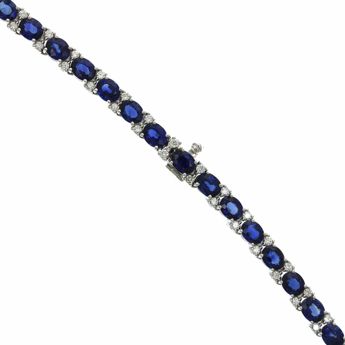 18K white Gold Sapphire Diamond Necklace, 18k white gold, Long's Jewelers