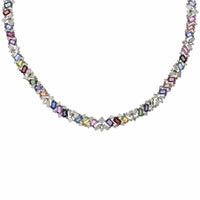 Oscar Heyman Platinum Multi Sapphire Diamond Necklace
