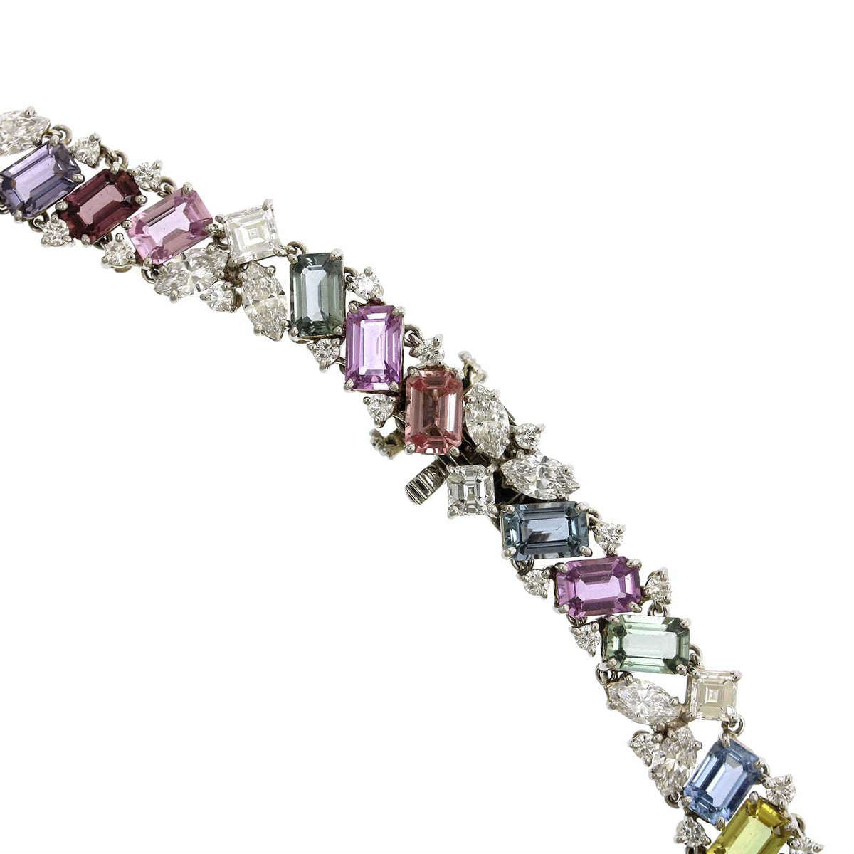 Oscar Heyman Platinum Multi Sapphire Diamond Necklace