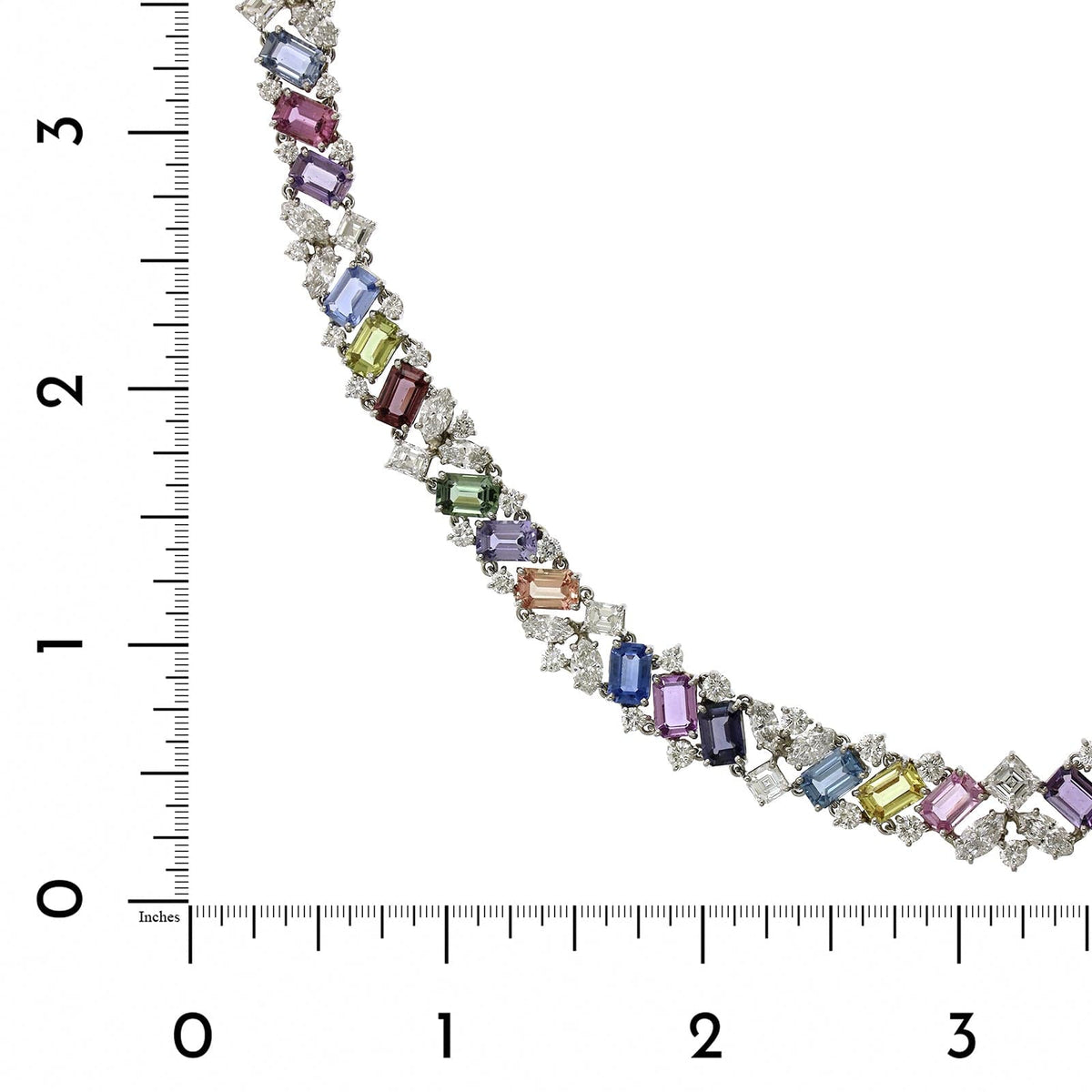 Oscar Heyman Platinum Multi Sapphire Diamond Necklace
