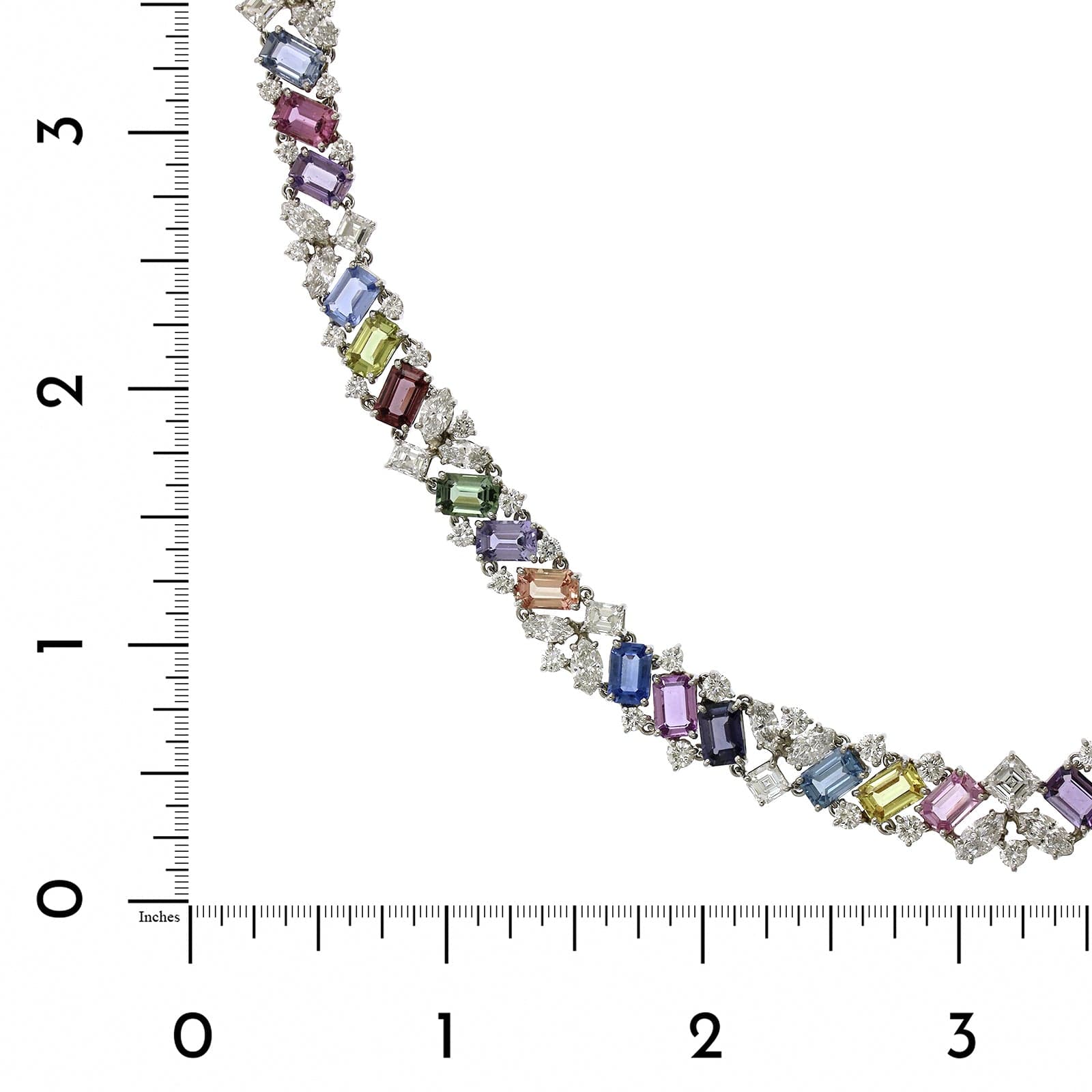 Oscar Heyman Platinum Multi Sapphire Diamond Necklace