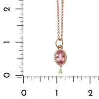 20K Rose Gold Oval Padparadscha Sapphire Diamond Pendant, 20k rose and 18k yellow gold, Long's Jewelers