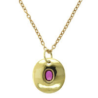 18K Yellow Gold Bezel Set Pink Sapphire Disc Pendant, 18k yellow gold, Long's Jewelers
