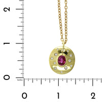 18K Yellow Gold Bezel Set Pink Sapphire Disc Pendant, 18k yellow gold, Long's Jewelers
