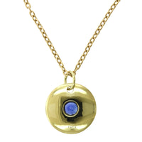 18K Yellow Gold Bezel Set Sapphire Disc Pendant, 18k yellow gold, Long's Jewelers