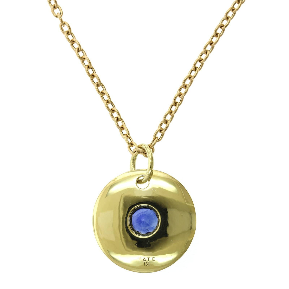 18K Yellow Gold Bezel Set Sapphire Disc Pendant, 18k yellow gold, Long's Jewelers