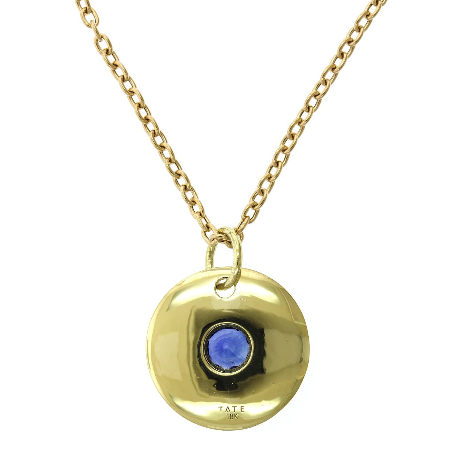 18K Yellow Gold Bezel Set Sapphire Disc Pendant, 18k yellow gold, Long's Jewelers
