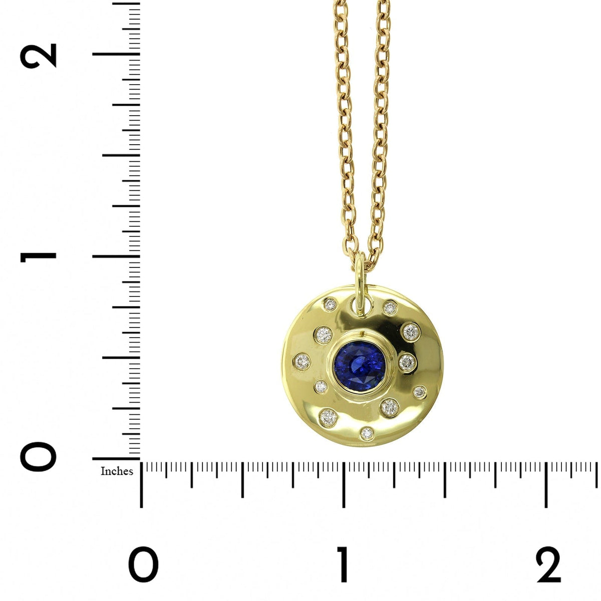 18K Yellow Gold Bezel Set Sapphire Disc Pendant, 18k yellow gold, Long's Jewelers
