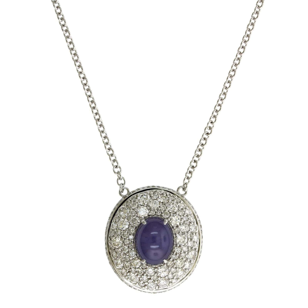 18K White Gold Lavender Sapphire Diamond Pendant, 18k white gold, Long's Jewelers