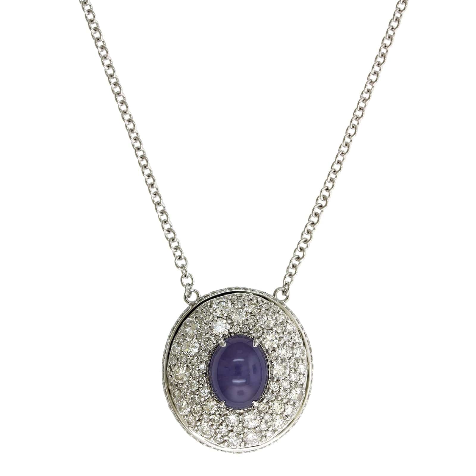 18K White Gold Lavender Sapphire Diamond Pendant, 18k white gold, Long's Jewelers