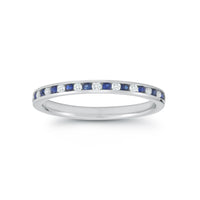 18K White Gold Sapphire and Diamond Wedding Ring