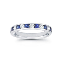 18K White Gold Sapphire and Diamond Wedding Ring