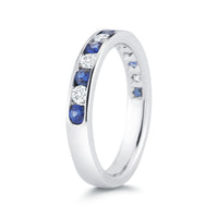 18K White Gold Sapphire and Diamond Wedding Ring