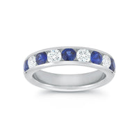 18K White Gold Sapphire and Diamond Wedding Ring