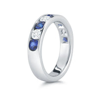 18K White Gold Sapphire and Diamond Wedding Ring