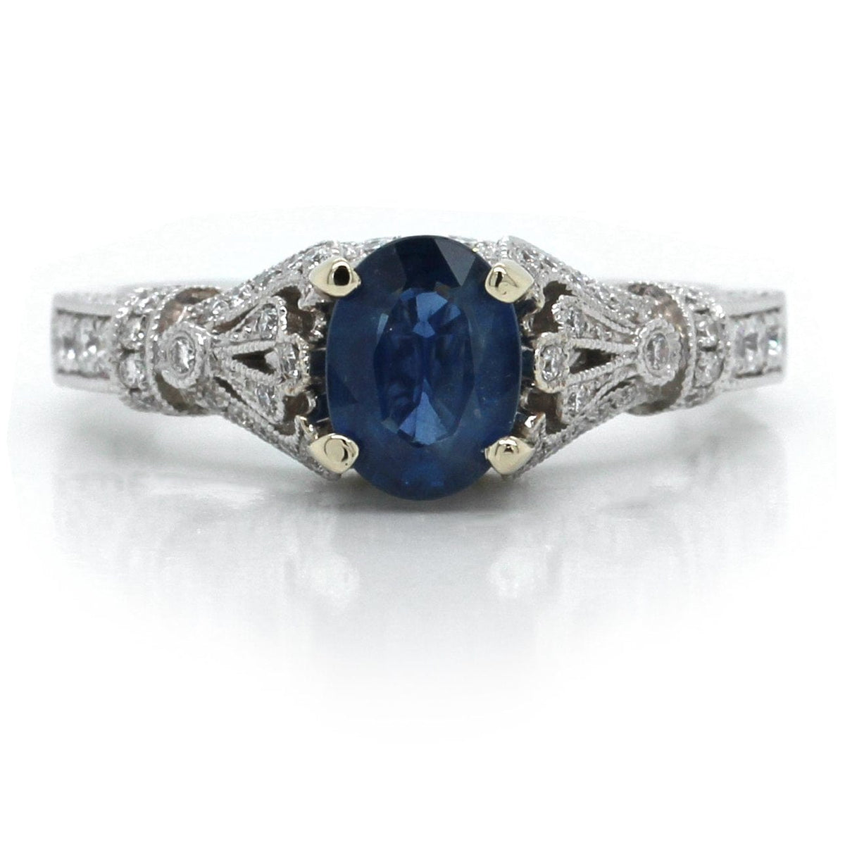 18K White Gold Sapphire and Diamond Ring