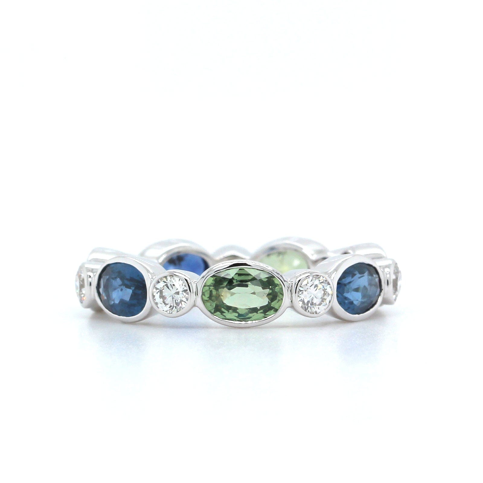 18K White Gold Sapphire & Diamond Marbella Stacking Ring