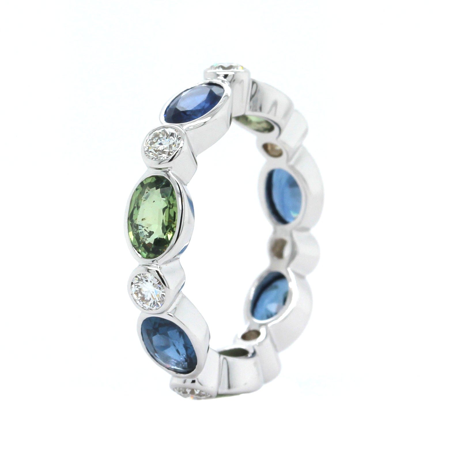 18K White Gold Sapphire & Diamond Marbella Stacking Ring