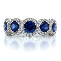 Platinum 5 Stone Sapphire and Diamond Band