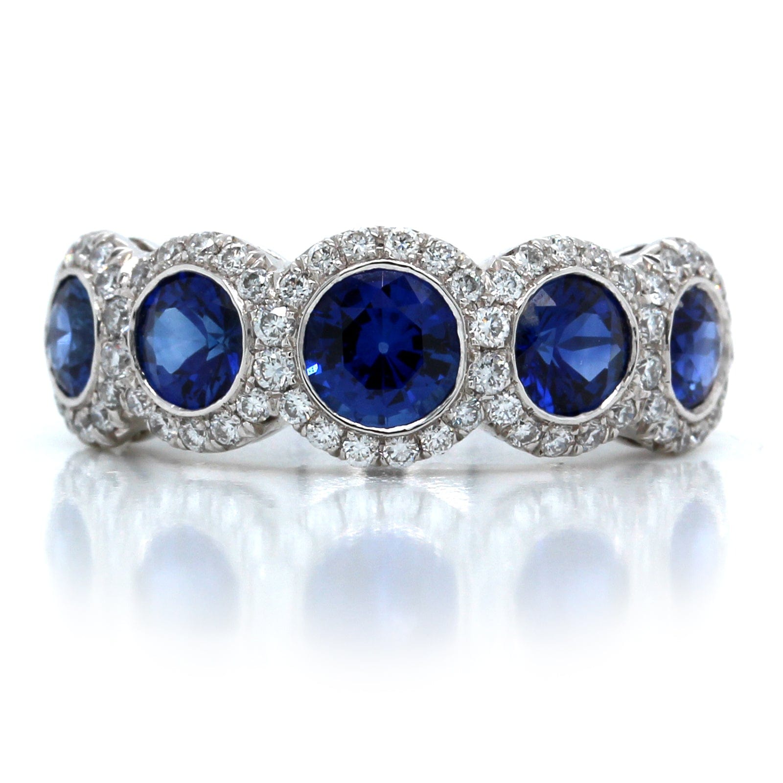 Platinum 5 Stone Sapphire and Diamond Band