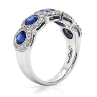 Platinum 5 Stone Sapphire and Diamond Band