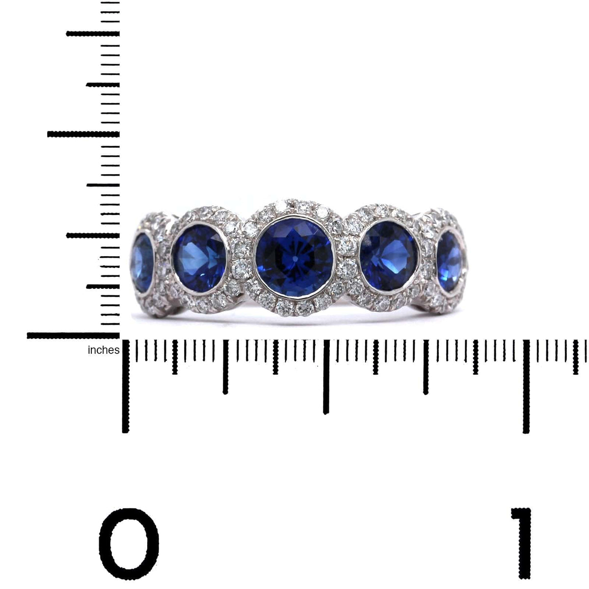 Platinum 5 Stone Sapphire and Diamond Band