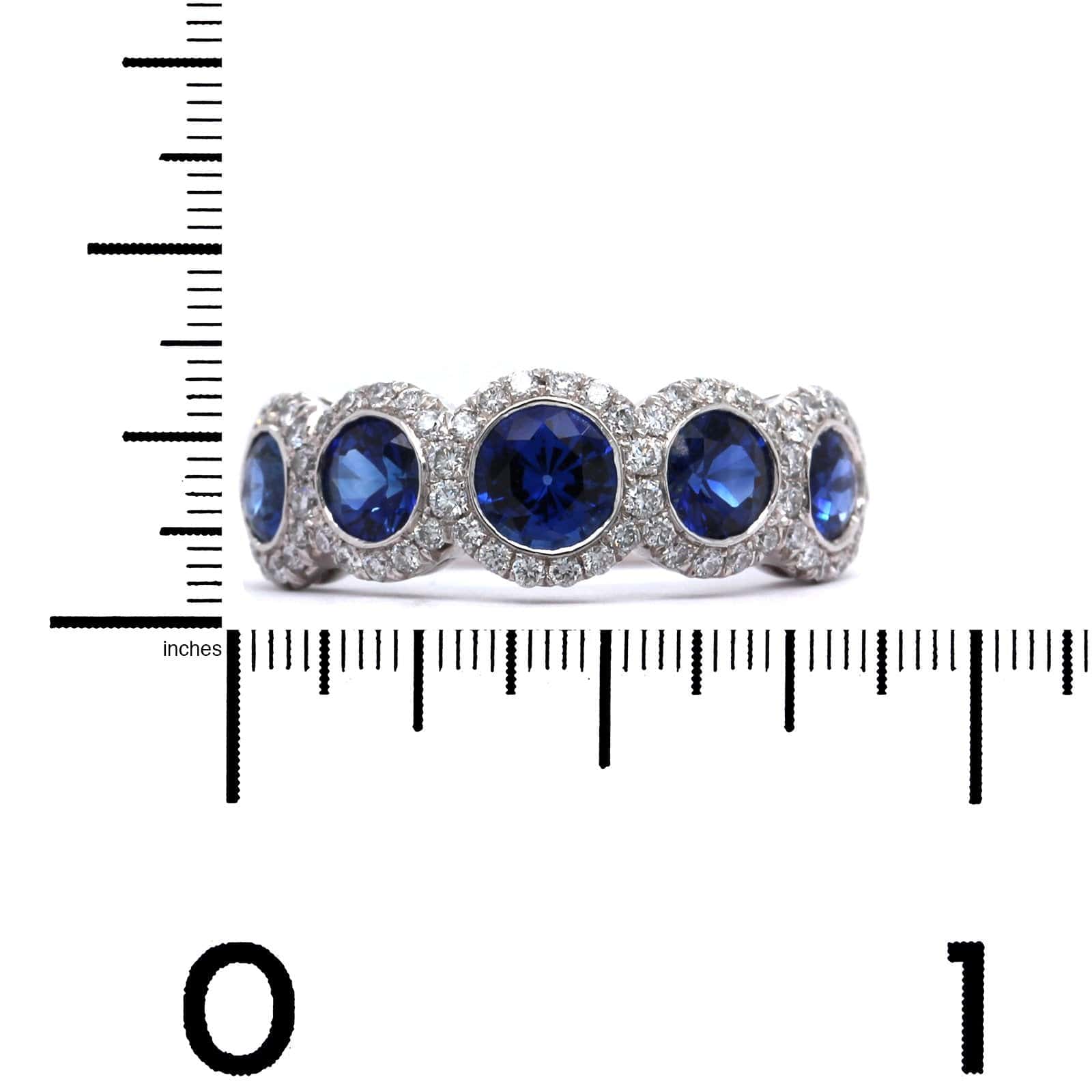 Platinum 5 Stone Sapphire and Diamond Band