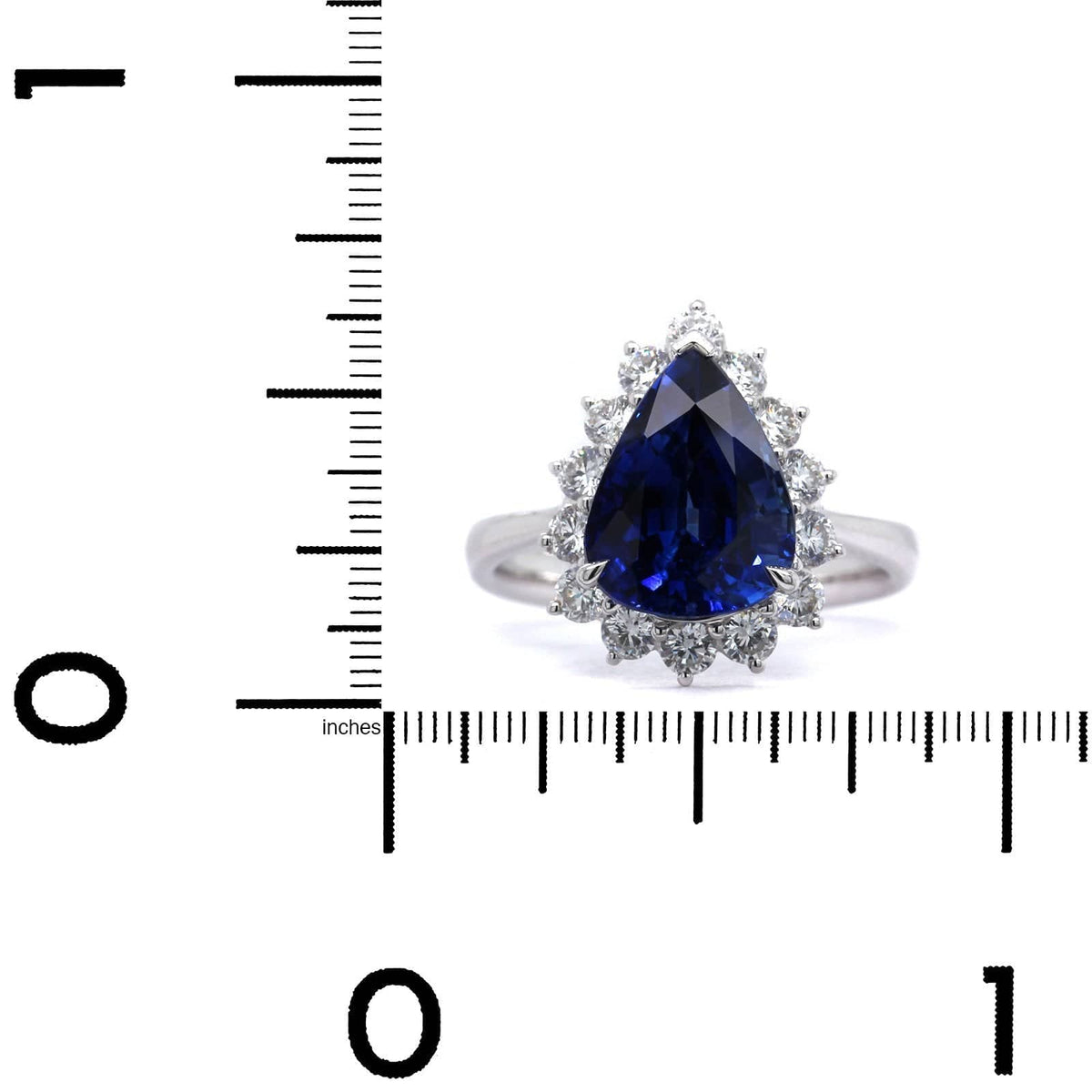 18K White Gold Pear Shape Sapphire Diamond Ring