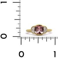 18K Yellow Gold Padparadscha Sapphire Diamond Ring