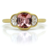 18K Yellow Gold Padparadscha Sapphire Diamond Ring
