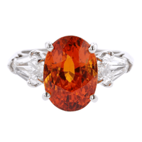 Platinum Orange Sapphire and Diamond Ring